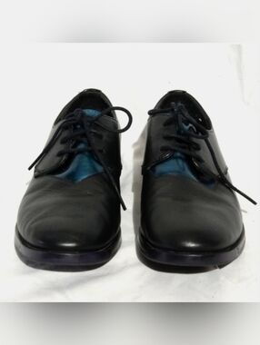 CAMPER - TWINS Black with Metallic Blue Contrast Laced Oxfords, size 37